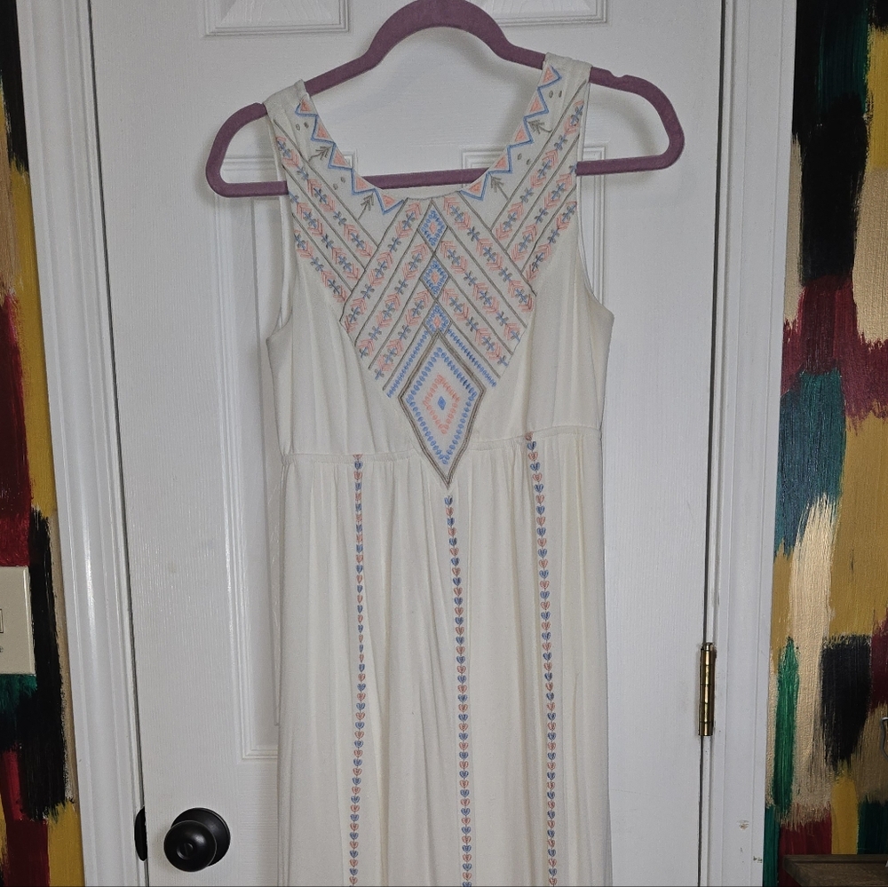 Altar'd State White Geometric Embroidered Maxi Dress Size Small - Picture 7 of 7